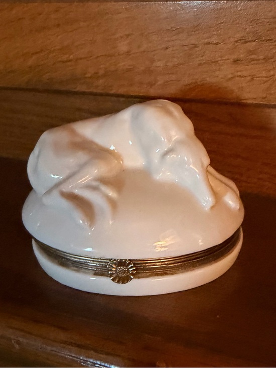 Haldon Group Other - Vintage Haldon Group White Greyhound Dog Porcelain Hinged Trinket Box Japan